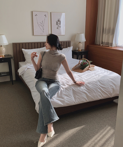 ハーフネックファーフェアリー半袖Tシャツ GREY