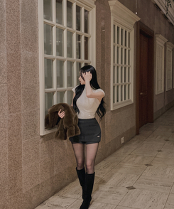 ハーフネックファーフェアリー半袖Tシャツ IVORY