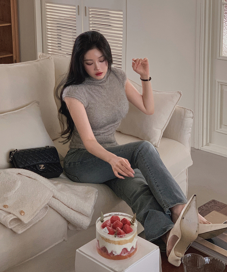 ハーフネックファーフェアリー半袖Tシャツ GREY