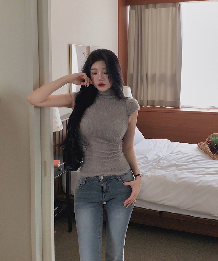 ハーフネックファーフェアリー半袖Tシャツ GREY