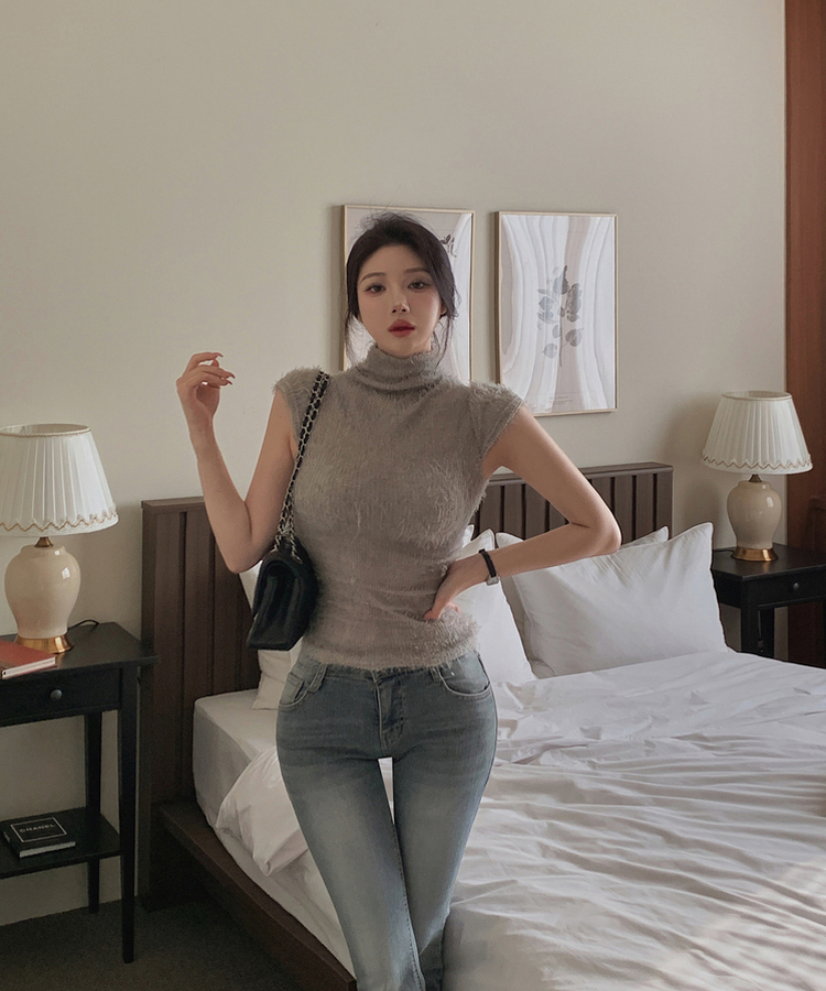 ハーフネックファーフェアリー半袖Tシャツ GREY