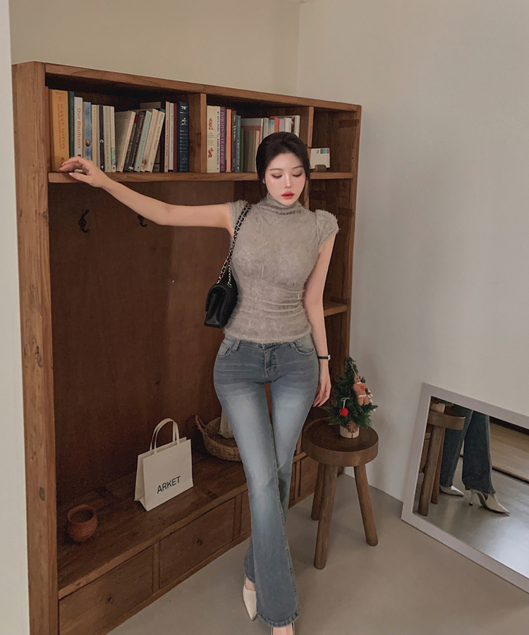 ハーフネックファーフェアリー半袖Tシャツ GREY