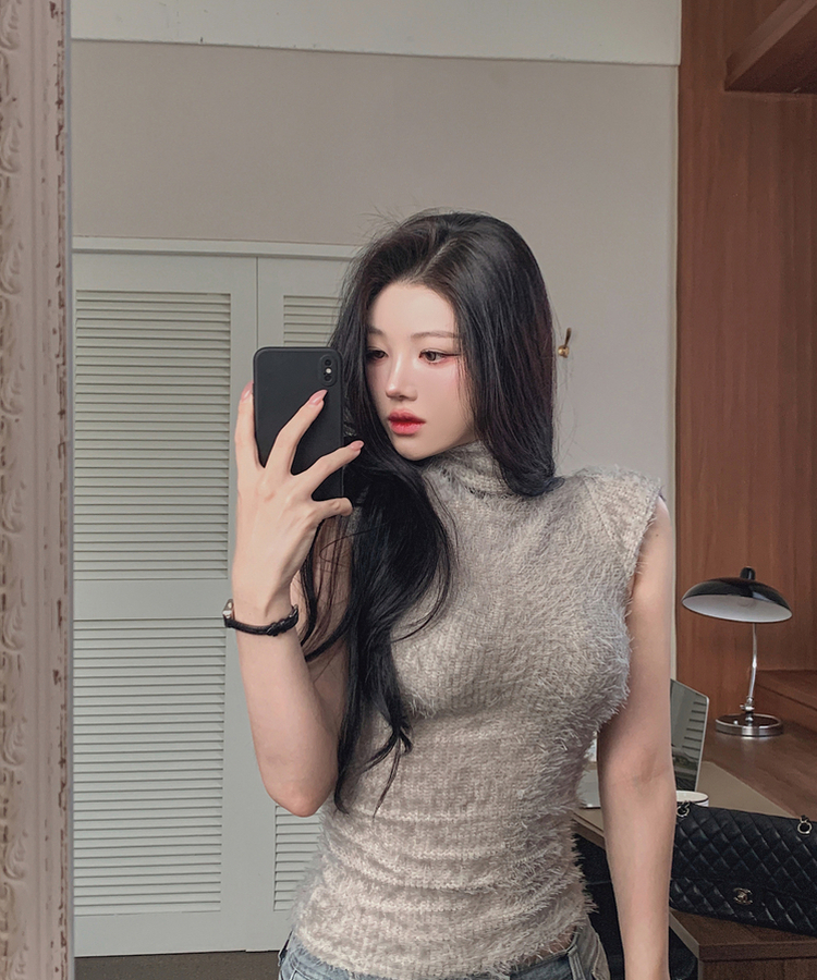 ハーフネックファーフェアリー半袖Tシャツ GREY