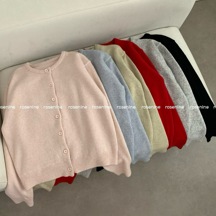 비비 라운드넥 긴팔 니트 가디건 파스텔 핑크 소라 봄 봄옷 니트가디건 봄가디건 벚꽃 가을 가을옷