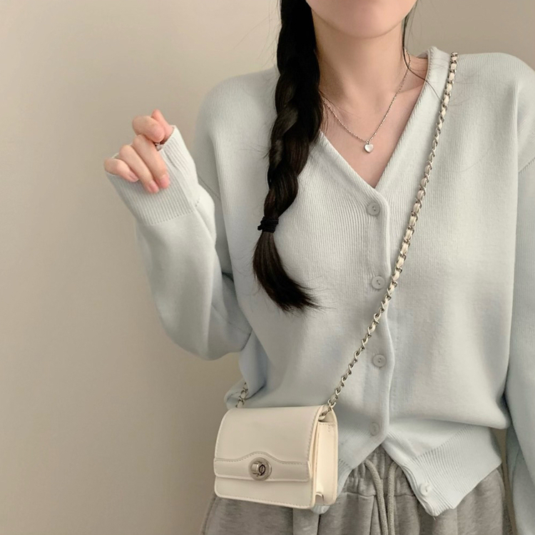 라라 브이넥 긴팔 니트 가디건 봄 봄옷 가을 가을옷 파스텔 핑크 소라 스카이민트