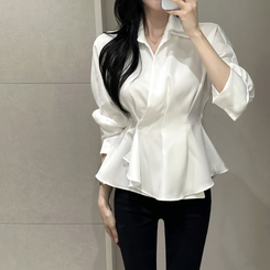 ピンタックシャツブラウス(6color) WHITE