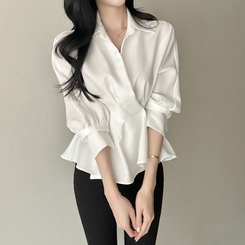 ピンタックシャツブラウス(6color) WHITE