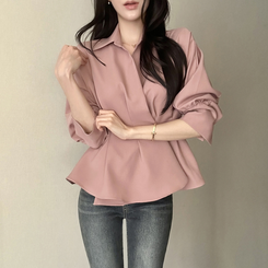 ピンタックシャツブラウス(6color) DEEP PINK