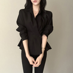 ピンタックシャツブラウス(6color) BLACK