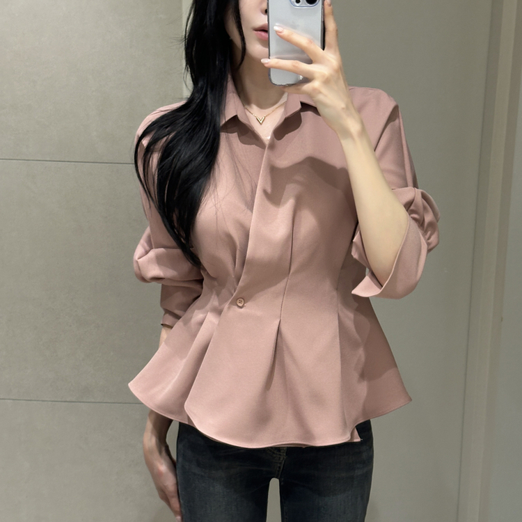 ピンタックシャツブラウス(6color) DEEP PINK