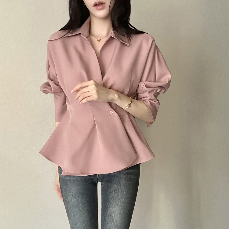 ピンタックシャツブラウス(6color) DEEP PINK