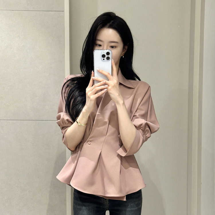 ピンタックシャツブラウス(6color) DEEP PINK