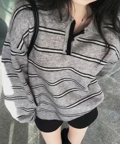 オーバーフィットストライプニット GREY