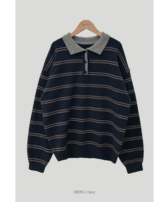 オーバーフィットストライプニット