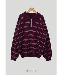 オーバーフィットストライプニット