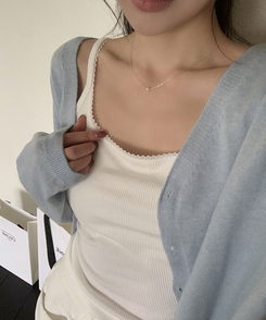 【カップ付き】レースレイヤードスリーブレス IVORY