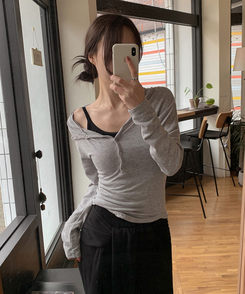 【カップ付き】レースレイヤードスリーブレス BLACK