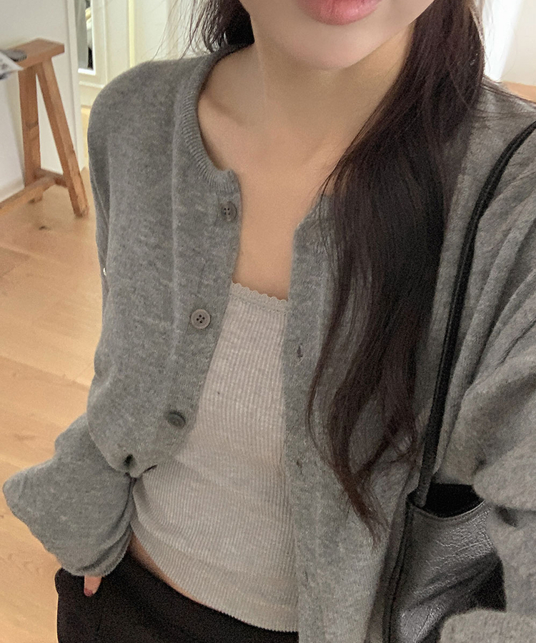 【カップ付き】レースレイヤードスリーブレス GRAY