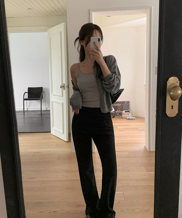 【カップ付き】レースレイヤードスリーブレス GRAY