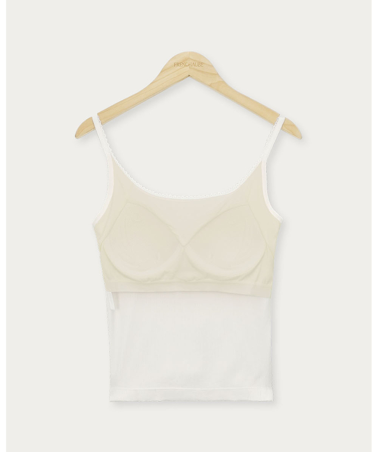 【カップ付き】レースレイヤードスリーブレス