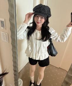 レースフリルブラウス WHITE