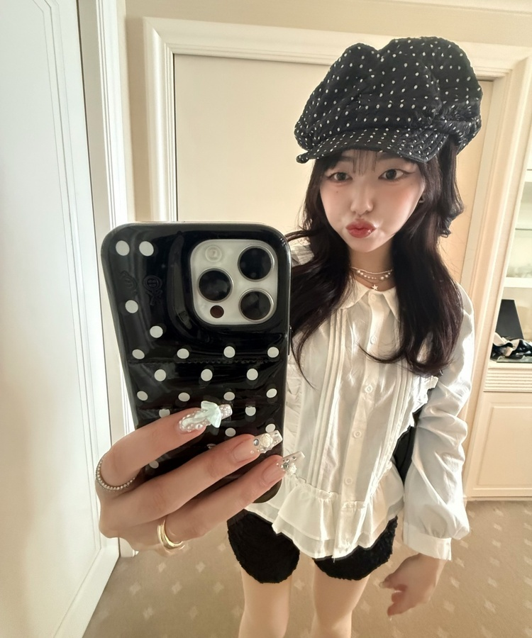 レースフリルブラウス WHITE