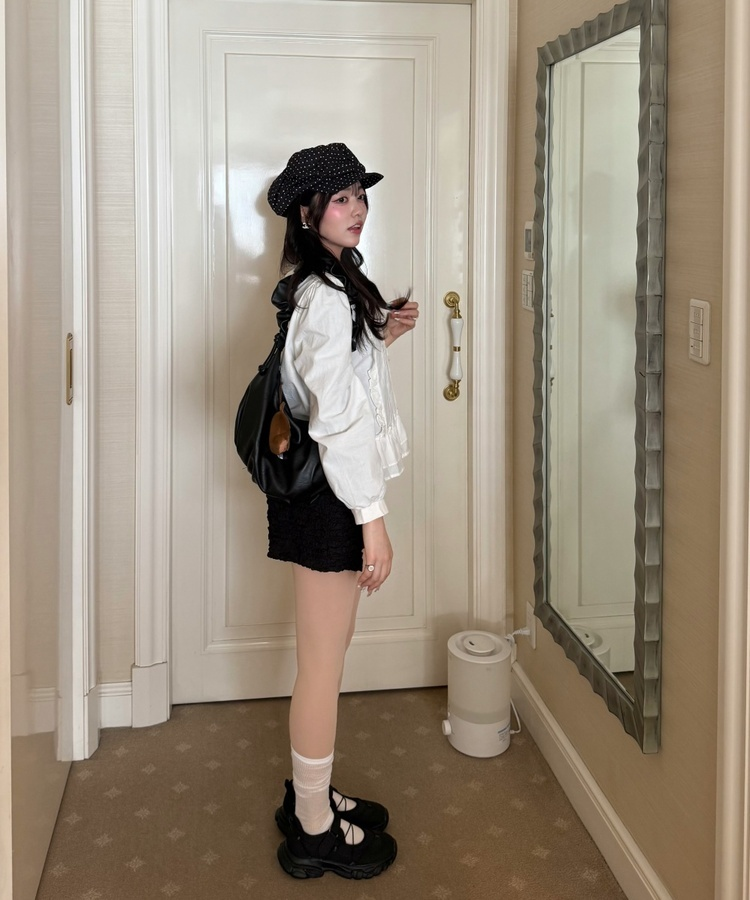 レースフリルブラウス WHITE