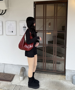 ドット柄ラウンドネックTシャツ BLACK