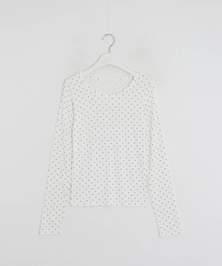 ドット柄ラウンドネックTシャツ