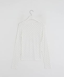 ドット柄ラウンドネックTシャツ