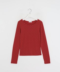 ドット柄ラウンドネックTシャツ