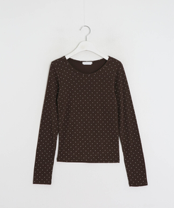 ドット柄ラウンドネックTシャツ