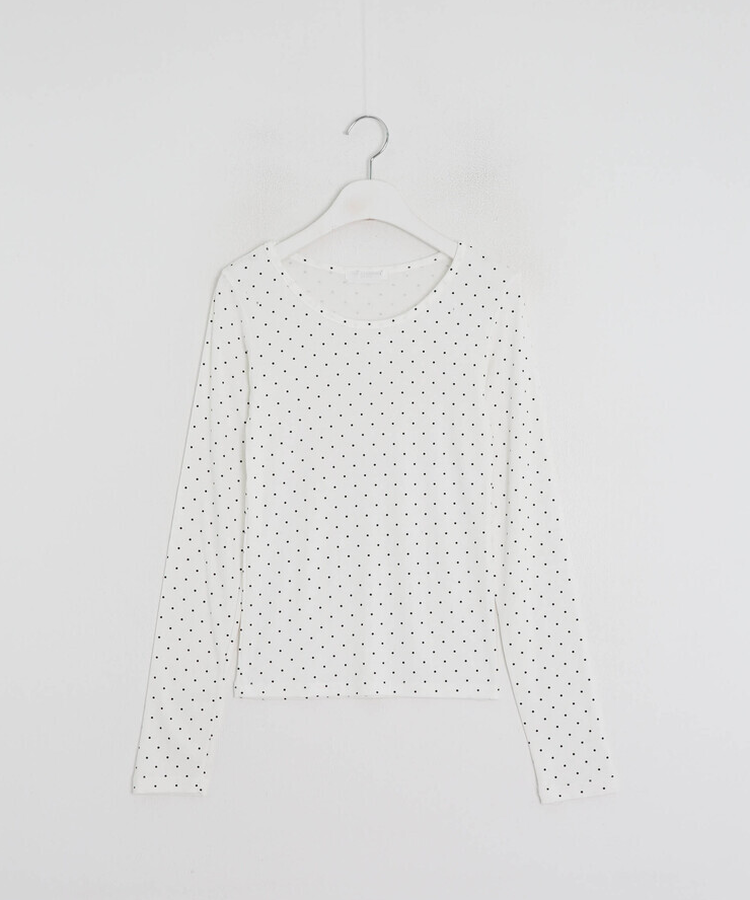 ドット柄ラウンドネックTシャツ