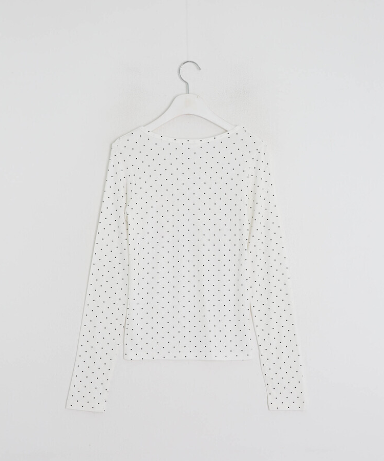 ドット柄ラウンドネックTシャツ