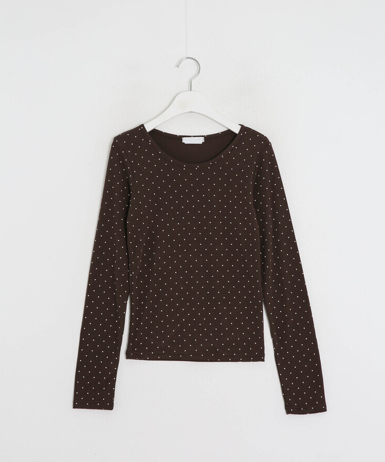ドット柄ラウンドネックTシャツ
