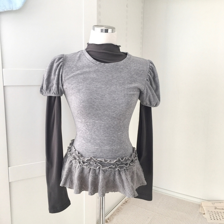 숲속소녀 부들부들 레이어드 캉캉 프릴 반팔티셔츠 프릴 목폴라 긴팔 티셔츠