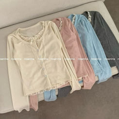 인더 레이스 일체형 긴팔티 긴팔 가디건 봄 봄옷 레이어드 롱슬리브 가을 가을옷