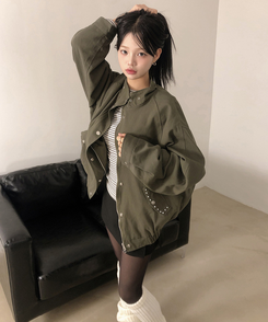 アイレットスタッドコットンジャケット KHAKI