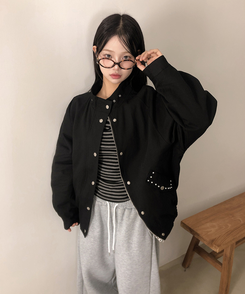 アイレットスタッドコットンジャケット BLACK