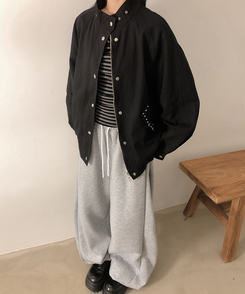 アイレットスタッドコットンジャケット BLACK