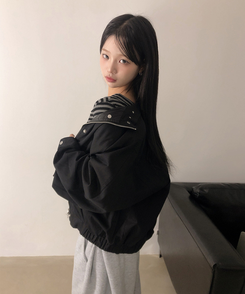 アイレットスタッドコットンジャケット BLACK