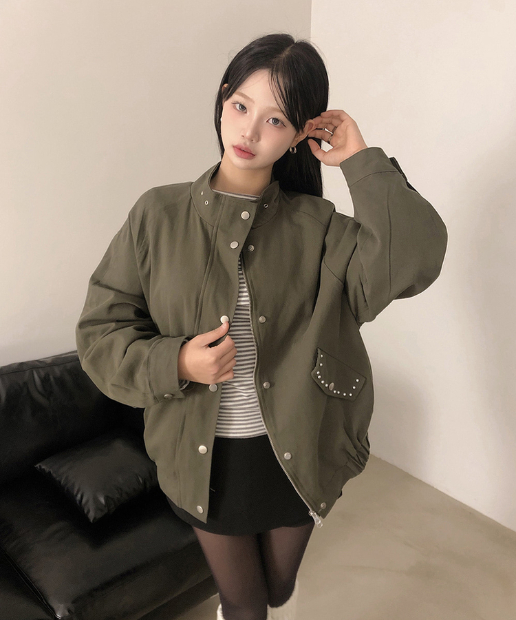 アイレットスタッドコットンジャケット KHAKI