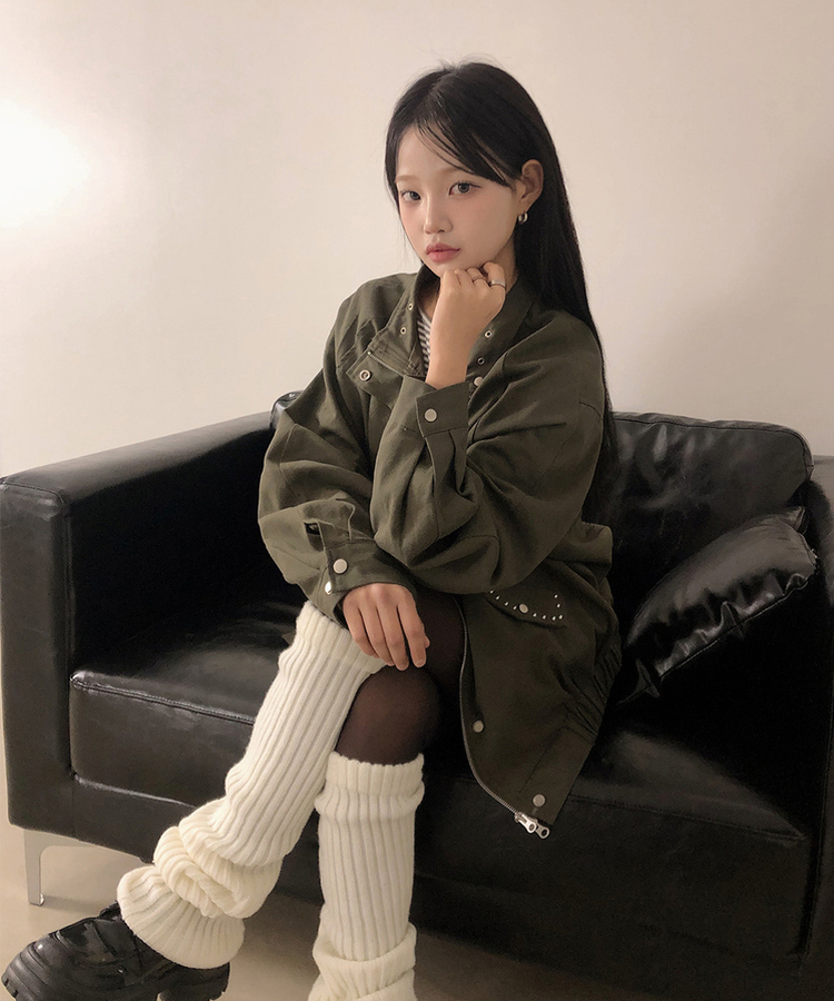 アイレットスタッドコットンジャケット KHAKI