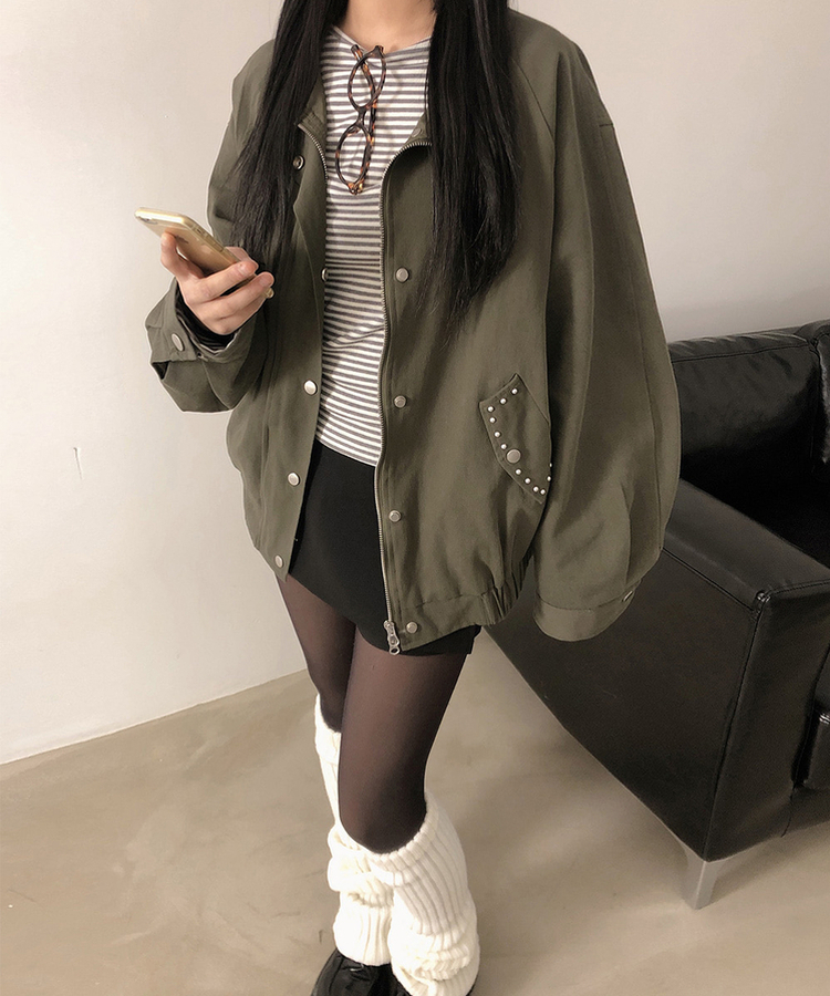 アイレットスタッドコットンジャケット KHAKI