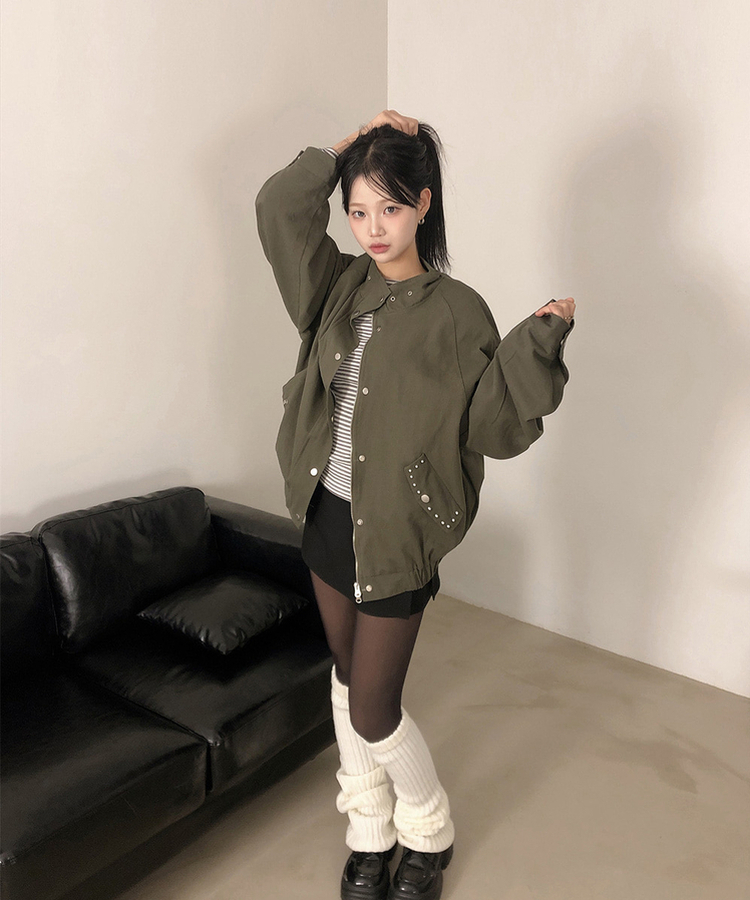 アイレットスタッドコットンジャケット KHAKI