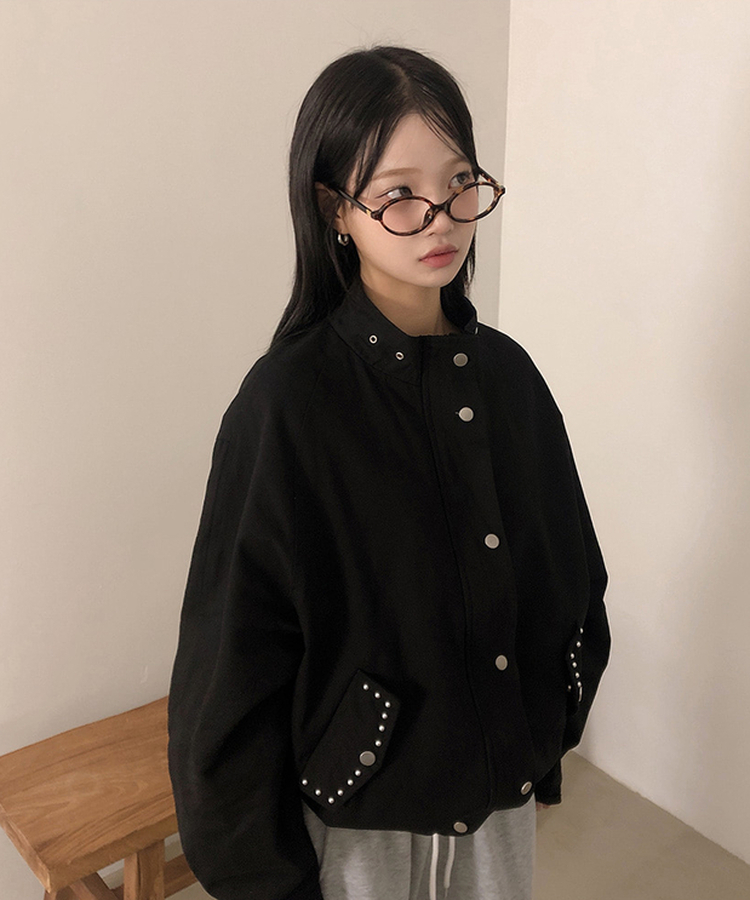 アイレットスタッドコットンジャケット BLACK