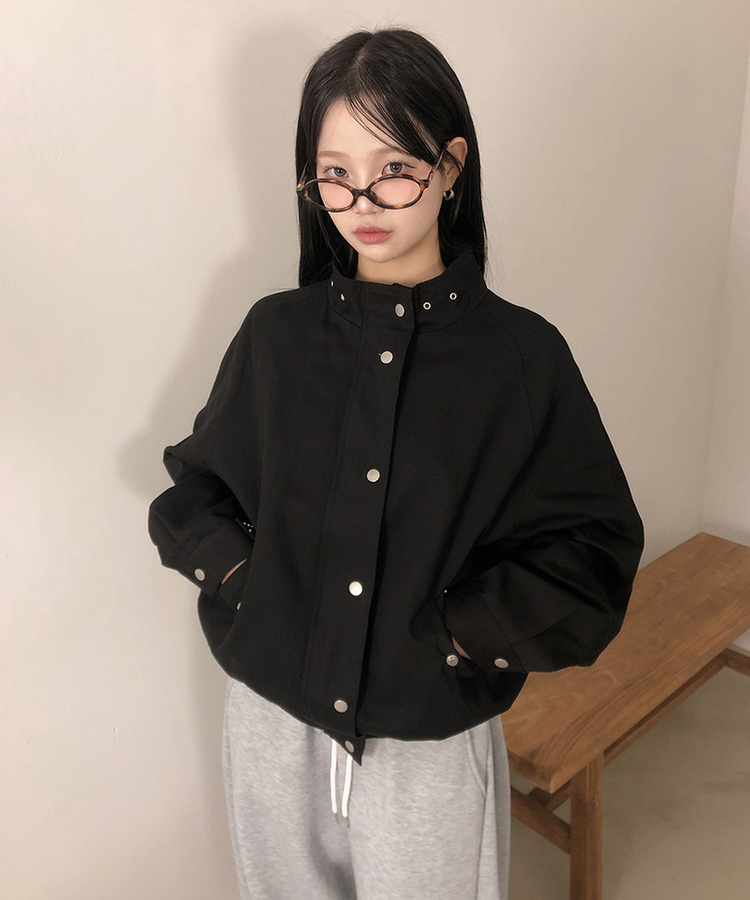 アイレットスタッドコットンジャケット BLACK