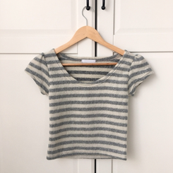 모리걸 앙고라 레이어드 라운드넥 반팔 니트