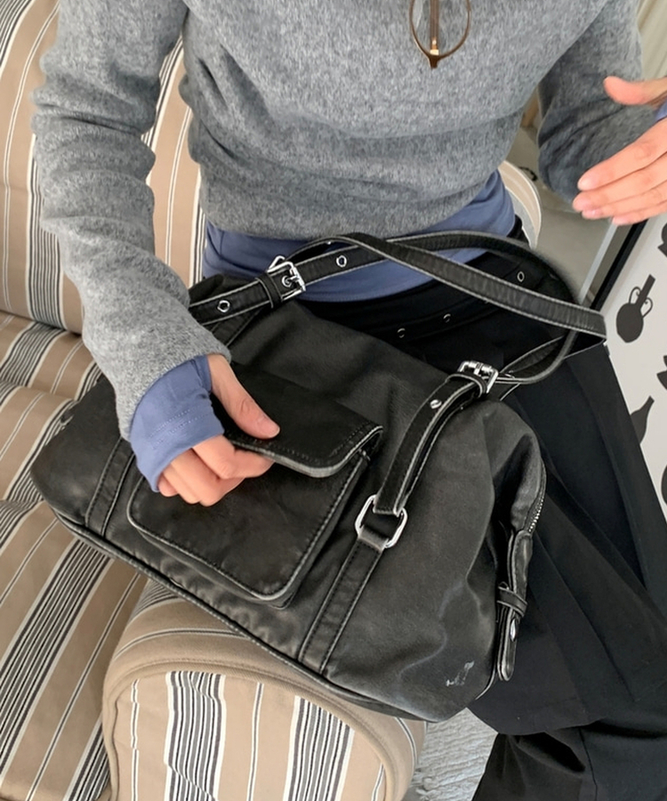 フェイクレザーショルダートートバッグ(5color) CHARCOAL