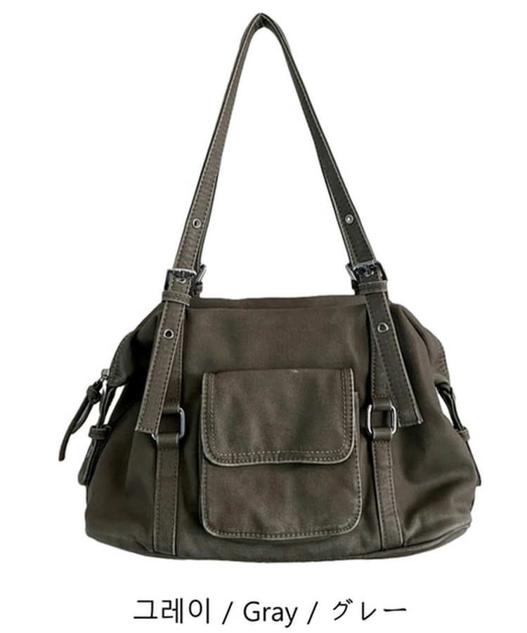 フェイクレザーショルダートートバッグ(5color)